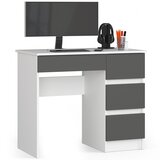 AKORD A-7 Računalniška Miza, Desna Izvedba, Bela/Grafitno Siva, (5000332892) | Shoptok.si