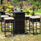  Vanjski barski set od ratana, vrtni barski set od ratana, barski stol s 4 barske stolice i jastučićima. | shoptok.hr