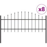 vidaXL Ograda s šiljatim lukom Set od 8 Tamno siva Čelik obložen prahom | shoptok.hr