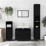 Maison Chic Kopalniška omarica - Kopalniški kabinet črna 80x33x60 cm inženirski les, (21794598) | Shoptok.si