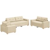 vidaXL set sedežne garniture s blazinami, kremna tkanina, (22054482) | Shoptok.si