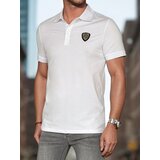 DStreet Koszulka męska polo z naszywką biała | Shoptok.si