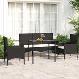 Maison Chic Seti vrtnega pohištva - Vrtna garnitura - Vrtni pohištvo set 4-delna z blazinami črn poli ratan, (21809165) | Shoptok.si