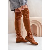 PH2 Knee High Flat Heel Boots Made Of Eco Suede Camel Linnithia | Shoptok.si