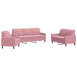  3-dijelni set sofa s jastucima ružičasti baršunasti | shoptok.hr
