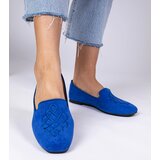 Gemre Blue women's eco-suede ballet flats with embroidery Ronna | Shoptok.si