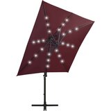  Konzolni suncobran sa šipkom i LED svjetlima 250 cm bordo | shoptok.hr