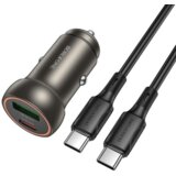 Borofone BZ32 PD avtopolnilec PD 30W USB A+ Type C QC 3.0 s kablom Type C - Type C 1m - črn | Shoptok.si