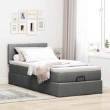 vidaXL Otomanski posteljni okvir z vzmetnico siv 100x200 cm blago | Shoptok.si