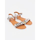 Shelvt Silver flat sandals with colorful studs | Shoptok.si