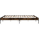 vidaXL Posteljni okvir dimljeni hrast 200x200 cm inž. les in kovina, (21128336) | Shoptok.si