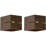QAZQA Set van 2 smart wandlampen donkerbrons 9,7 cm incl. LED - Transfer Groove Cene