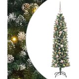  Umjetno vitko božićno drvce s stalakom Zelena i bijela 150 cm | shoptok.hr