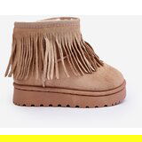 Boto Fleece-Lined Snow Boots with Decorative Fringes for Kids Beige Nimia' | ePonuda.com