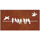  Vrtni zidni ukras 105 x 55 cm od čelika COR-TEN s uzorkom ptica | shoptok.hr