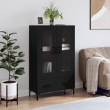 vidaXL Visoka omara črna 69,5x31x115 cm inženirski les Cene