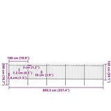 Vrtna ograda s obručem na vrhu Čelik 892,5 x 150 cm Crna | shoptok.hr