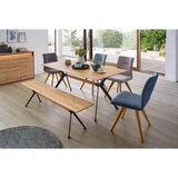 Linea Natura stol, les, tekstil barve hrasta, žadasto zelena | Shoptok.si