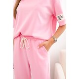 Kesi Włoski Women's viscose set with short sleeves and trousers light pink | Shoptok.si