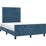  Posteljni okvir z vzglavjem temno moder 120x200 cm žamet, (20903139) | Shoptok.si