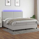  box spring s madracem LED svjetlosivi 200x200 cm tkanina | shoptok.hr