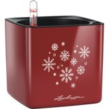 LECHUZA Namizni cvetlični lonec CUBE Glossy 14 Snow, škrlatno rdeč, visoki sijaj - 1 kos | Shoptok.si