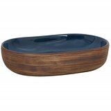 Maison Chic Umivalnik - Kopalna umivalnik - Lavabo Nadpultni rjav in moder ovalen 59x40x14 cm keramika, (21684599) Cene