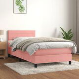The Living Store Box spring postelja z vzmetnico roza 90x200 cm žamet - Box Spring Postelja, (21488901) Cene