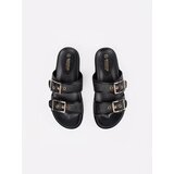 GOODIN Black flat flip-flops with buckles | Shoptok.si