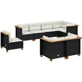 Maison Chic Seti vrtnega pohištva - Vrtna garnitura - Vrtni pohištvo set 8-delna z blazinami črn poli ratan, (21798772) | Shoptok.si