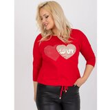 Fashion Hunters Plus size red blouse with round neckline Cene