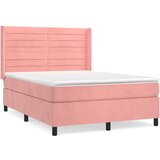 The Living Store Box spring postelja z vzmetnico roza 140x190 cm žamet - Box Spring Postelja, (21490465) | Shoptok.si