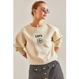 Bianco Lucci Women's Love Printed Three Thread Raised Sweatshirt cene
