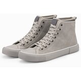 Ombre men's high boots sneakers with decorative trim - ash
