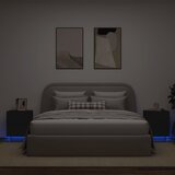 vidaXL Nočna omarica z LED lučkami 2 kosa črn inženirski les Cene