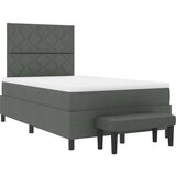 vidaXL Postelja s škatličnim vzmetenjem z ležiščem in klopjo temno siva 120x190 cm tkanina | Shoptok.si