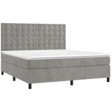  Box spring postelja z vzmetnico svetlo siva 160x200 cm žamet, (20790533) | Shoptok.si