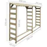 vidaXL Duplo spremište za drva 300 x 44 x 176 cm impregnirana borovina | shoptok.hr