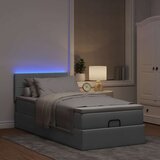 vidaXL Otomanski posteljni okvir z vzmetnico siv 90x190 cm blago | Shoptok.si
