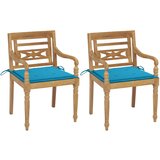 The Living Store Batavia stoli 2 kosa z modrimi blazinami trdna tikovina - Vrtni Stol, (21477993) | Shoptok.si
