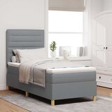  Box Spring postelja z ležiščem in LED svetlobo svetlo siva 90x190 cm tkanina, (22081135) | Shoptok.si