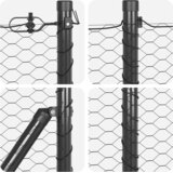 vidaXL Šesterokotna ograja Siva 0.6x10 m Jeklo, Ograjni stebri s osnovnimi ploščami 7 kos Ø32mm 70cm Galvanizirano jeklo | Shoptok.si
