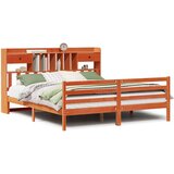 vidaXL Knjižna postelja brez vzmetnice vošč. rjava 200x200 cm borovina | Shoptok.si