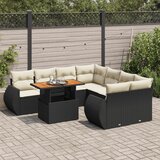 vidaXL 9-dijelni set vrtnih sofa s jastucima crni od poliratana | shoptok.hr