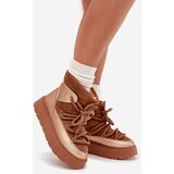 Boto Low Women’s Snow Boots Lined With Fur And Thick Laces Camel Xarina | Shoptok.si