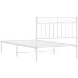 Metalni Kovinski posteljni okvir z vzglavjem bel 100x190 cm | Shoptok.si