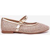 Boto Decorated Women's Ballet Flats With Strap And Buckle Gold Avirae | Shoptok.si