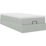 vidaXL Otomanski posteljni okvir z vzmetnico siv 100x200 cm žamet | Shoptok.si