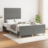 The Living Store Posteljni okvir z vzglavjem temno siv 120x200 cm blago - Posteljni Okvir Z Vzglavjem, (21526010) Cene