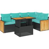  6-dijelni set vrtnih sofa s jastucima crni od poliratana bagrem | shoptok.hr